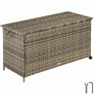 TecTake GmbH tectake Boîte de rangement Kuusamo, en rotin, avec structure en aluminium et roulettes  Marron Naturel - marron multi-matériau 406424_0