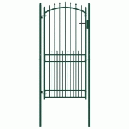 Vidaxl portail de clôture avec pointes acier 100x200 cm vert 146397