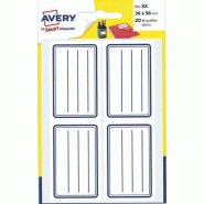 Avery pochette de 120 étiquettes cadre bleu avec lignes, 36x56 mm