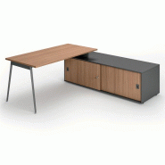 Bureau bois design sur crédence fabriqué en Italie - Bureau individuel Challenger - Plateau en mélaminé - Piètement métallique en A Bureau bois design sur crédence fabriqué en Italie - Bureau individuel Challenger - Plateau en mélaminé - Piètement métallique en A