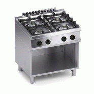 Cuistance Fourneau gaz professionnel 4 brûleurs sur pieds – inox, usage intensif, compatible GN/GPL - gris inox 4FC700G