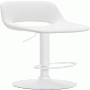 Décoshop26 - Tabouret de bar chaise haute x1 avec repose-pieds en PVC blanc piètement métallique blanc 10_0004586 - blanc métal 3000252187259