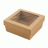 Ecolomique - 25Pcs - Boîte Kray carrée carton brun - 85x85x40mm, avec couvercle à fenêtre - ECO210KRBAK85K - marron en carton ECO210KRBAK85K
