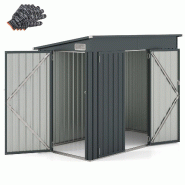 Helloshop26 - Abri de jardin en métal galvanisé 235 x 117 x 185 cm coupe-vent et imperméable design moderne en gris foncé 20_0010003 - 3000225944438