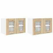 Helloshop26 - Armoire suspendue avec porte moderne pour rangement 60 x 31 x 40 cm en bois d'ingénierie chêne sonoma 02_0053262 - verre 3000237857184
