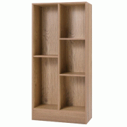 Helloshop26 - Bibliothèque étagère de rangement 50 x 24 x 104 cm avec 5 cases ouvertes finition moderne en bois naturel 20_0010726 - 3000226328817