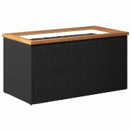 Helloshop26 - Jardinière noire design moderne pour balcon jardin 80 x 40 x 40 cm en résine tressée noire 02_0046631 - noir Bois massif 3000234346025