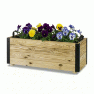 HORTALIA Jardinière Extérieure en Bois avec Renfort en Aluminium GHIO – Terrasse, Jardin ou Balcon – 100x40x40 cm - marron Bois manufacturé 700