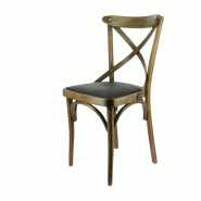 LIGNE CHR Chinon chaise assise pu - ceruse fonce pu noir lot de 2 - marron Bois massif MCH-751331_CFNO