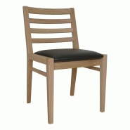 Lot de 2 chaises horizon en chene massif naturel - simili cuir noir