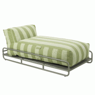 Oviala Business Méridienne rayée salon de jardin modulable avec structure vert cactus, L 171 x l 94 x h 77 cm Oviala - vert polyester 115356