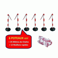 Pack de balisage 6 poteaux plus chaîne 25 m