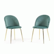 RATTATAN Lot de 2 chaises en velours avec pieds en métal, design élégant pour cuisine, salle à manger, bar ou restaurant – Sara – Vert jade/Or RATTATAN Lot de 2 chaises en velours avec pieds en métal, design élégant pour cuisine, salle à manger, bar ou restaurant – Sara – Vert jade/Or