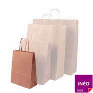 Sac kraft brun à poignées torsadées (paquet de 50) - sac personnalisable - plusieurs dimensions