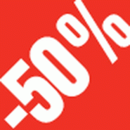Sticker remise -50% rouge/blanc 3.3x3.3cm - par 500
