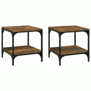 VidaXL Tables d'appoint 2 pcs Chêne fumé 40x40x40 cm Bois d'ingénierie Modèle Ombre Phi Prime Plus - 819382