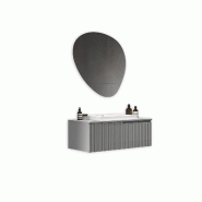 AQA Design Composition de salle de bain en MDF 3 pièces VENERE gris mat L.90 P.45 H.190 MPVE36-GRI - gris Bois manufacturé MPVE36-GRI
