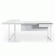 BE.1 / BUREAU INDIVIDUEL 220 CM AVEC RETOUR EN VERRE BLANC BE.1 / BUREAU INDIVIDUEL 220 CM AVEC RETOUR EN VERRE BLANC