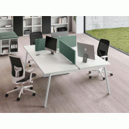Bureau open space bench 3 personnes Funny Y - Dimensions 200x164 cm ou 220x164 cm - Plan de travail bois mélaminé - Structure acier inclinée Bureau open space bench 3 personnes Funny Y - Dimensions 200x164 cm ou 220x164 cm - Plan de travail bois mélaminé - Structure acier inclinée