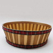 Corbeille bambou avec bandeau tartan Edimbourg Ø32cmxH10cm