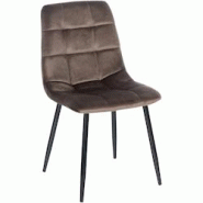 Décoshop26 - Chaise de salle à manger x1 coutures décoratives carrées en tissu velours marron et métal noir 10_0002130 - marron 3000250853903 Décoshop26 - Chaise de salle à manger x1 coutures décoratives carrées en tissu velours marron et métal noir 10_0002130 - marron 3000250853903