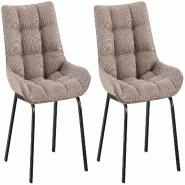 Décoshop26 - Lot de 2 chaises de salle à manger en tissu marron terre généreusement rembourrée piètement en métal noir 10_0007851 - marron mét