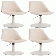 Décoshop26 - Lot de 4 chaises de salle à manger pivotante hauteur réglable en PVC crème et pied trompette en métal blanc 10_0008597 - beige méta