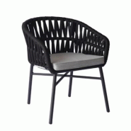Emh Fauteuil professionnel Natty empilable – aluminium et cordage – design contemporain – usage chr intérieur/extérieur - gris aluminium NATTY