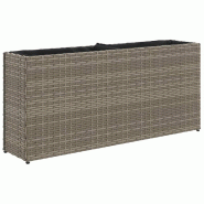 Helloshop26 - Jardinière bac lit surélevé plantes fleurs terrasse jardin avec 2 pots 90 x 20 x 40 cm résine tressée gris 02_0038083 - 3000214068763