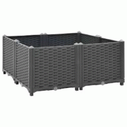 Helloshop26 - Jardinière lit surélevé plantes fleurs jardin 80 x 80 x 38 cm polypropylène gris foncé 02_0000955 - 3000072911539 Helloshop26 - Jardinière lit surélevé plantes fleurs jardin 80 x 80 x 38 cm polypropylène gris foncé 02_0000955 - 3000072911539