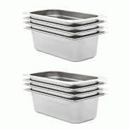 Helloshop26 - Lot de 8 récipients gastronorm empilables standard 325 x 176 x 100 mm en acier inoxydable argenté 02_0045992 - argenté inox 300023399