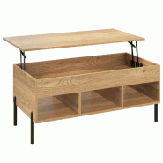 Helloshop26 - Table basse relevable multifonctionnelle 100 x 50 x 45 cm rangement caché moderne ambiance cosy en bois d'ingénierie 20_0020735 - 3000