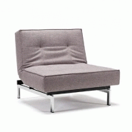 INNOVATION LIVING  FAUTEUIL DESIGN SPLITBACK CHROME CONVERTIBLE LIT 90*115 CM TISSU MIXED DANCE GREY