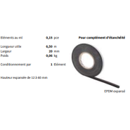 Joint mousse d'étanchéité en EPDM expansé - COMPRIBAND 801241 - Longueur 6,50 m, Largeur 20 mm Joint mousse d'étanchéité en EPDM expansé - COMPRIBAND 801241 - Longueur 6,50 m, Largeur 20 mm