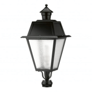 Luminaire pour mât villa chap -ip43 - e27 - noir style rustique - finition verre gelé- hauteur totale 73 cm noir