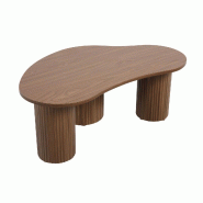 Oviala Business Table basse en MDF décor mélaminé bois foncé - marron matière synthétique 114389
