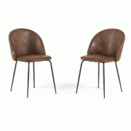 RATTATAN Lot de 2 chaises d’intérieur en similicuir, pieds en métal, design élégant pour cuisine, salle à manger, bar et restaurant – Sara �