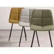 Lot de 2 chaises 4 pieds métal et revêtement tissu matelassé Lot de 2 chaises 4 pieds métal et revêtement tissu matelassé