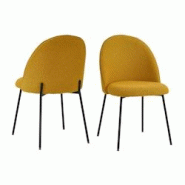 SIT Möbel Lot de 2 chaises Tom Tailor | Chaise rembourrée T-Bouclé | Revêtement jaune moutarde | Pieds en métal noir | L 57 x P 54 x H 52 cm - mu SIT Möbel Lot de 2 chaises Tom Tailor | Chaise rembourrée T-Bouclé | Revêtement jaune moutarde | Pieds en métal noir | L 57 x P 54 x H 52 cm - mu