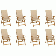 VidaXL Chaises Pliables De Jardin Avec Coussins Lot De 8 Bois D Acacia - beige 3075057