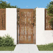 Vidaxl portail de jardin 105x205 cm acier corten design de bambou 153189