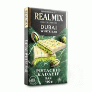 Carton de 30 tablettes | REALMIX Chocolat Blanc Dubaï avec pistaches et remplissage Kunafa | Fabriqué à Dubaï U.A.E. | 100 g - 9120060950761 Carton de 30 tablettes | REALMIX Chocolat Blanc Dubaï avec pistaches et remplissage Kunafa | Fabriqué à Dubaï U.A.E. | 100 g - 9120060950761
