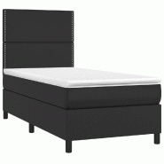 Décoshop26 - Cadre de lit LED avec sommier tête de lit matelas 90x190 cm synthétique noir TDL0209078 - noir 3001670482728_0