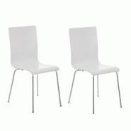 Décoshop26 - Lot de 2 chaises de cuisine en bois blanc et métal CDS10062 - blanc 3000276771601 Décoshop26 - Lot de 2 chaises de cuisine en bois blanc et métal CDS10062 - blanc 3000276771601