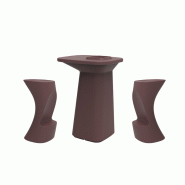 Ensemble NOMA table + 2 tabourets - grenat