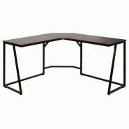 Mendler Bureau d'angle HWC-K66, table d'ordinateur, certifié MVG 76x140x140cm, MDF métal ~ brun foncé - marron métal 96750