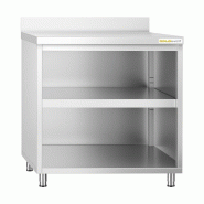 Meuble bas inox ouvert 800x700 mm adossée PREMIUM - GOLDINOX - gris inox 3701770809271