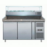 Meuble préparation granit à pizzas +2/+8°c avec 2 portes 600x400 et... - PPZ2600TN-VRX380