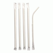 PAPSTAR 100 pailles, flexibles, papier "pure" Ø 6 mm - 20 cm blanc emballé individuellement - blanc papier 88629