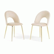 RATTATAN Lot de 2 chaises d’intérieur MARGOT en velours avec dossier galbé et pieds en métal, élégantes et modernes pour la maison et les resta RATTATAN Lot de 2 chaises d’intérieur MARGOT en velours avec dossier galbé et pieds en métal, élégantes et modernes pour la maison et les resta